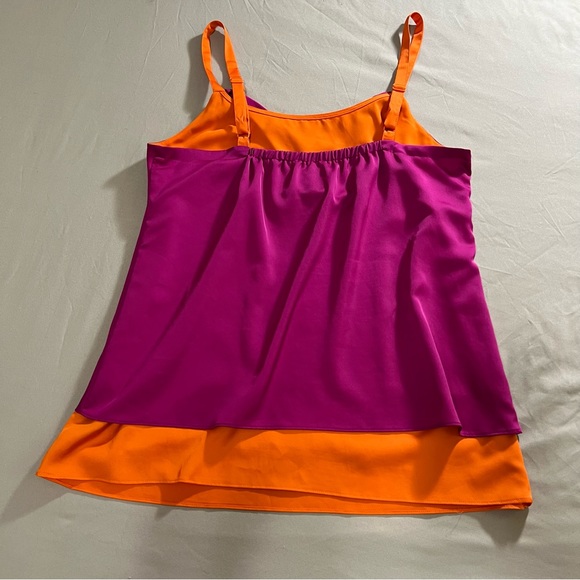 Nicole by Nicole Miller Spaghetti Strap Blouse cami cowl neck Purple Orange M - Picture 10 of 15